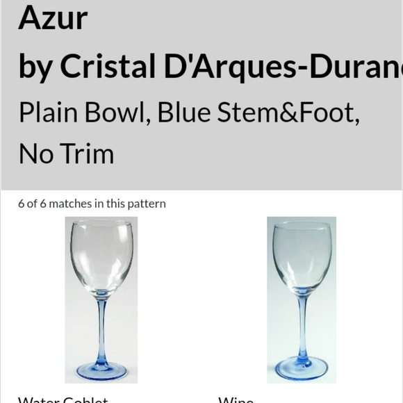Azur Light Blue  CRISTAL D'ARQUES-DURAND wine 🍷 glasses 🥂 - Picture 8 of 9